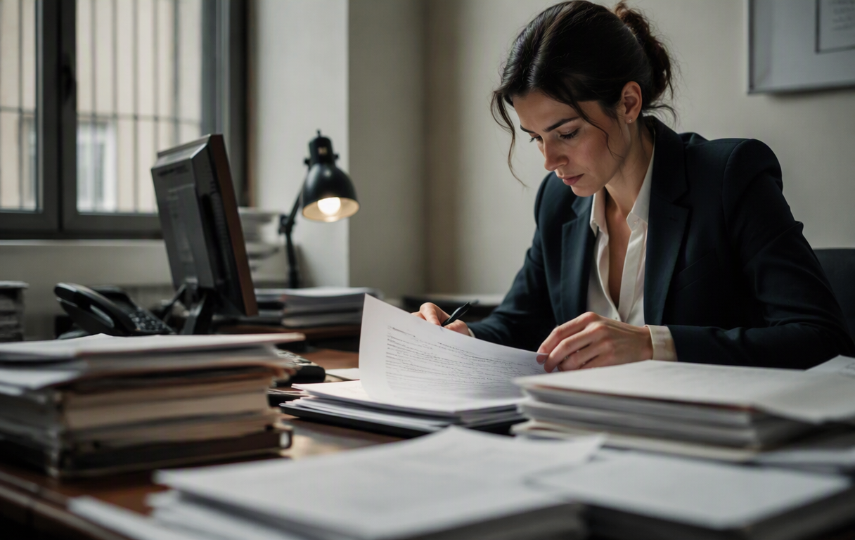 Italian tax office desk with documents
