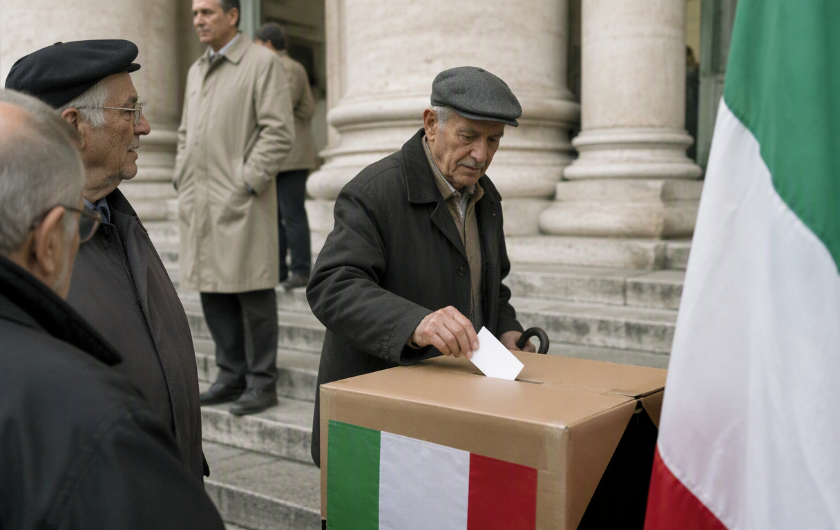 Italian flag ballot box courthouse steps Italian style columns