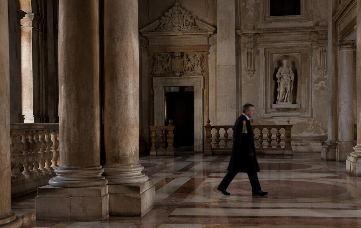 Venetian courthouse marble hall interior detail